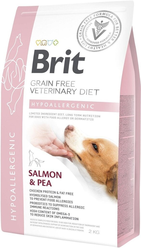 Brit GF Veterinary Diets aikuisille koirille lohen ja herneen kanssa Hypoallergenic, 2 kg hinta ja tiedot | Koiran kuivaruoka | hobbyhall.fi