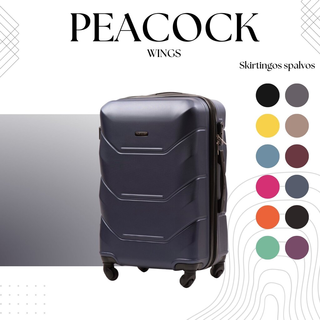 Keskikokoinen matkalaukku Wings Peacock M, tummansininen, 4 pyörää hinta ja tiedot | Matkalaukut ja -kassit | hobbyhall.fi