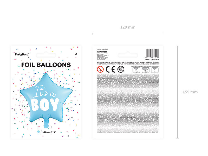PartyDeco Folioilmapallo, 48 cm vaaleansininen / It’s a Boy hinta ja tiedot | Ilmapallot | hobbyhall.fi