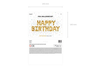 PartyDeco Folioilmapallo, 340 x 35 cm, kultainen / Happy Birthday hinta ja tiedot | Ilmapallot | hobbyhall.fi