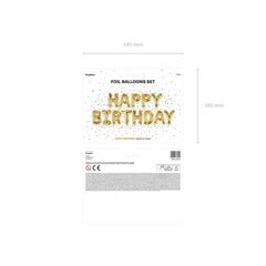 PartyDeco Folioilmapallo, 340 x 35 cm, kultainen / Happy Birthday hinta ja tiedot | Ilmapallot | hobbyhall.fi