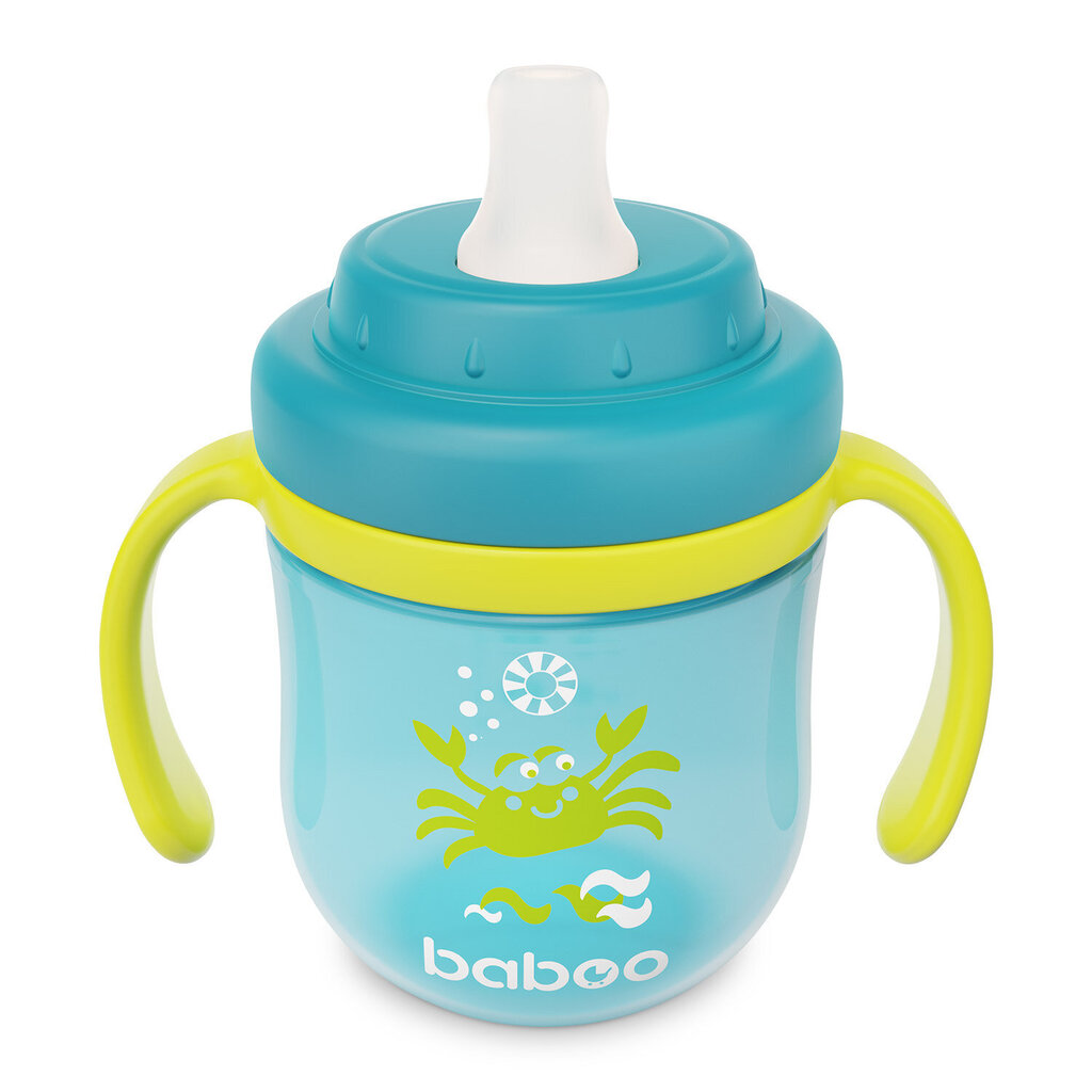 Baboo muki silikoninokalla, 200 ml, satama, vihreä, 6 kk+ hinta ja tiedot | Tuttipullot ja tarvikkeet | hobbyhall.fi