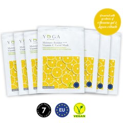 C-Vitamiini, silkki ja hyaluronihappo kasvonaamio, 100% Vegaaninen, YogaSuper (Pack of 7) hinta ja tiedot | Kasvonaamiot ja silmänalusaamiot | hobbyhall.fi