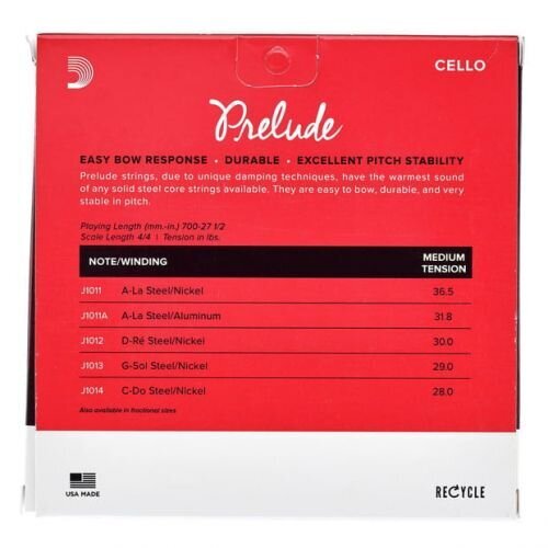 Kielet sellolle D'Addario Prelude J1010 4/4M hinta ja tiedot | Soittimien lisätarvikkeet | hobbyhall.fi