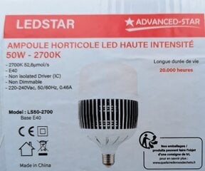LedStar 50W LED-lamppu - 2700K hinta ja tiedot | Sisäpuutarhat ja kasvilamput | hobbyhall.fi