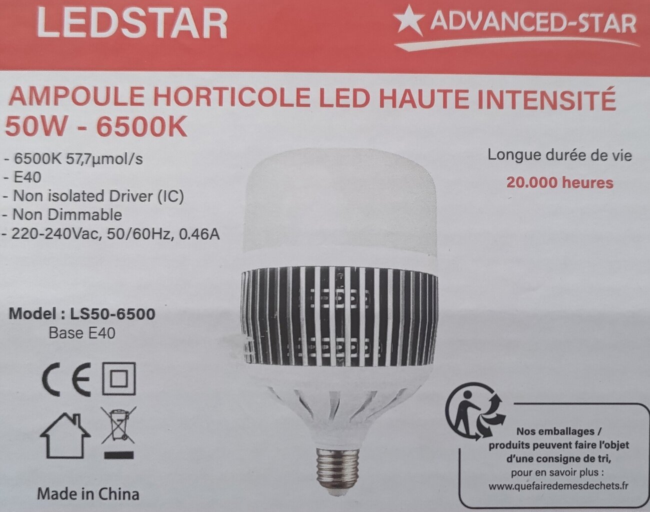 LedStar 50W LED-lamppu - 6500K hinta ja tiedot | Sisäpuutarhat ja kasvilamput | hobbyhall.fi