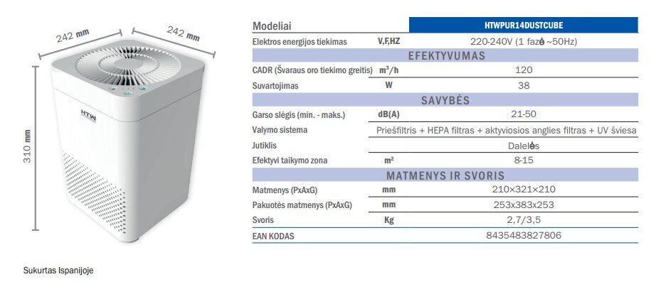 HTW DUST CUBE -ilmanpuhdistin HTWPUR14 hinta ja tiedot | Ilmanpuhdistimet | hobbyhall.fi
