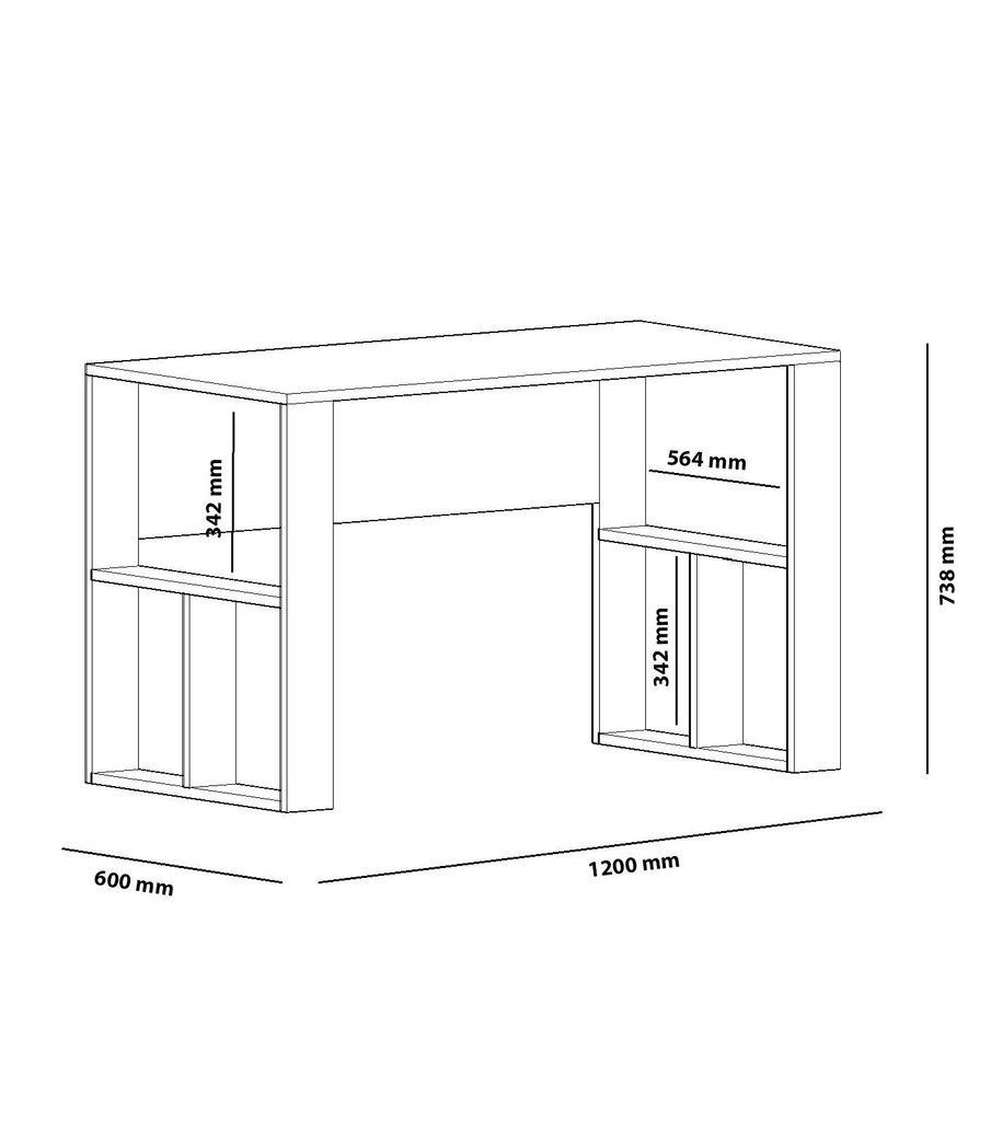 Työpöytä Kalune Design Carmen, tammi/musta hinta ja tiedot | Tietokonepöydät ja työpöydät | hobbyhall.fi