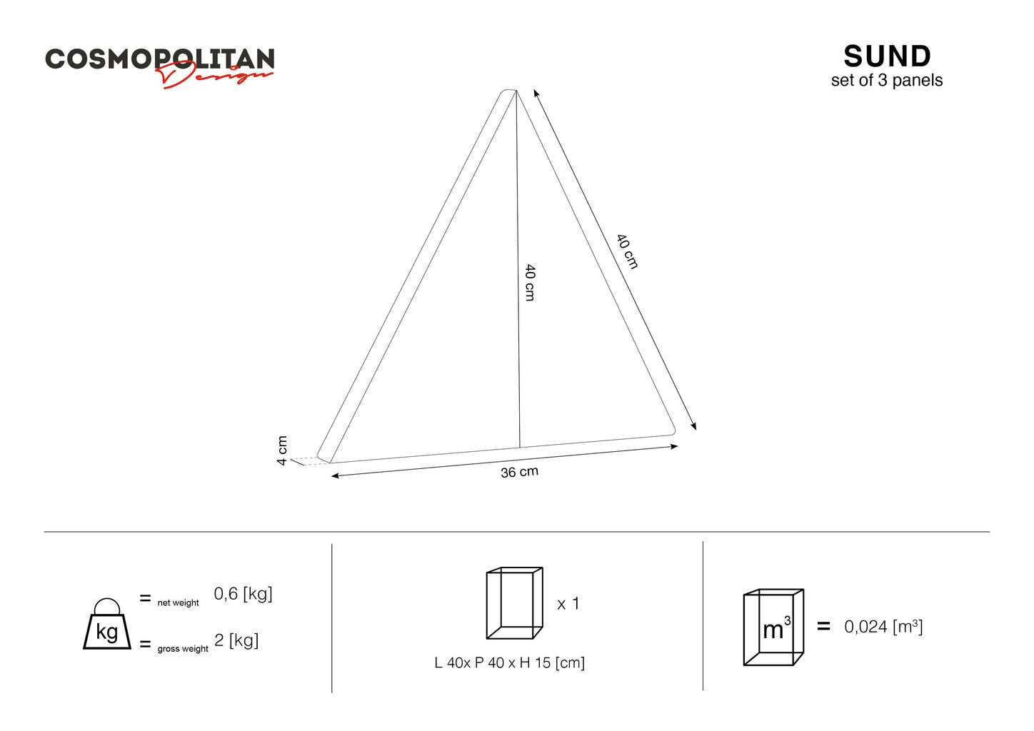 Cosmopolitan Design Majuro L1 -pehmeät seinäpaneelit, 3 kpl, punainen hinta ja tiedot | Pehmeät seinäpaneelit | hobbyhall.fi