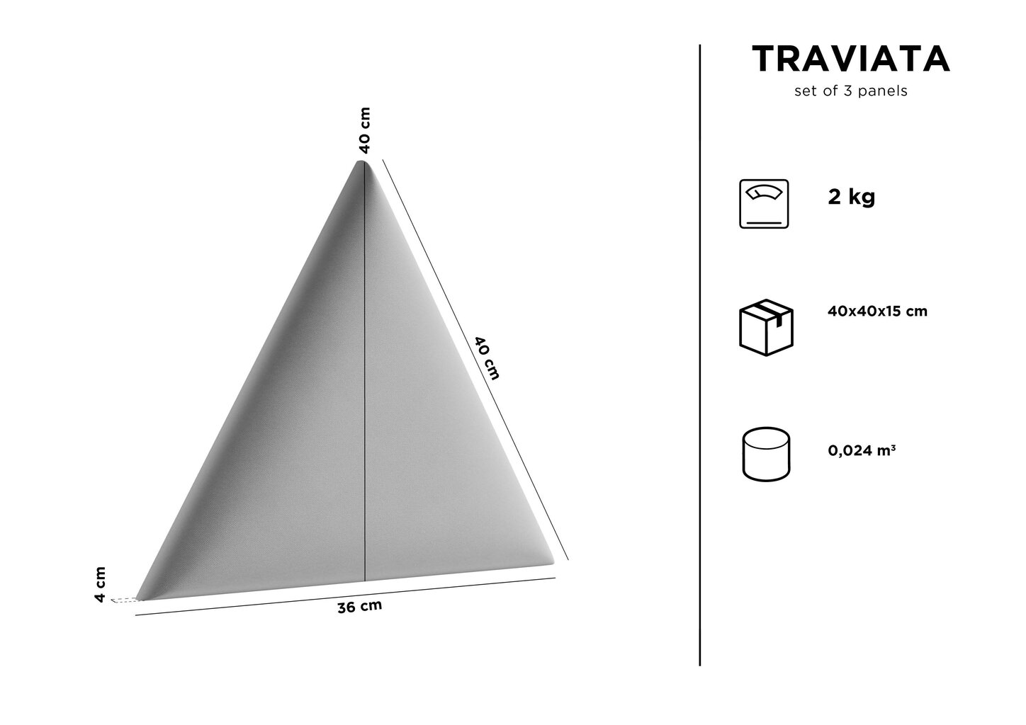 Kooko Home Traviata L4 -pehmeät seinäpaneelit, 3 kpl, musta hinta ja tiedot | Pehmeät seinäpaneelit | hobbyhall.fi