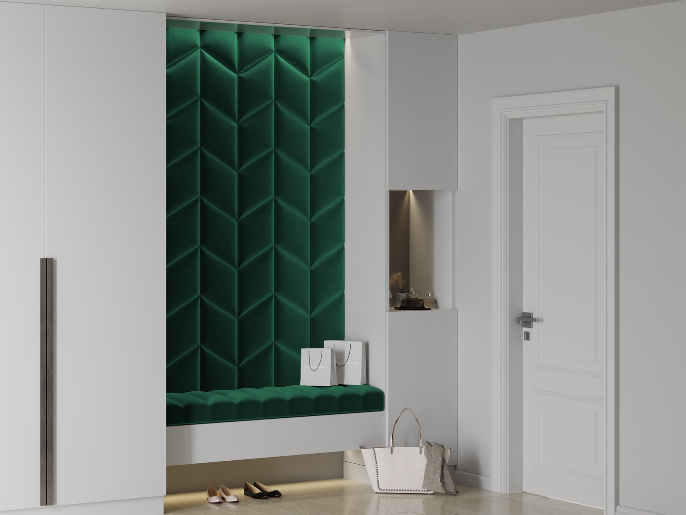 Kooko Home Attyla R7 -pehmeät seinäpaneelit, 3 kpl, vihreä hinta ja tiedot | Pehmeät seinäpaneelit | hobbyhall.fi