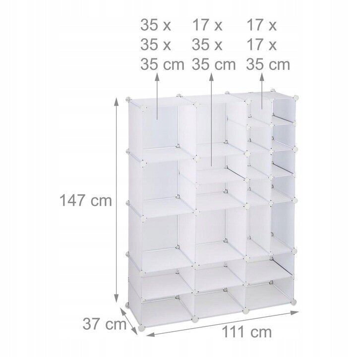 Modulaarinen hylly Loft Wurfel XXL 12/23, 111x147x37 cm, läpinäkyvä hinta ja tiedot | Säilytyslaatikot ja -korit | hobbyhall.fi