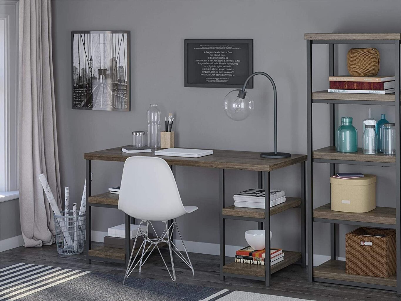Pöytä Ameriwood Home Ashlar, tammen väri hinta ja tiedot | Tietokonepöydät ja työpöydät | hobbyhall.fi