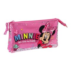 Minni Hiiri Lucky Pinkin värinen kolmella vetoketjulla varustettu penaali (22 cm x 12 cm x 3 cm) hinta ja tiedot | Penaalit | hobbyhall.fi