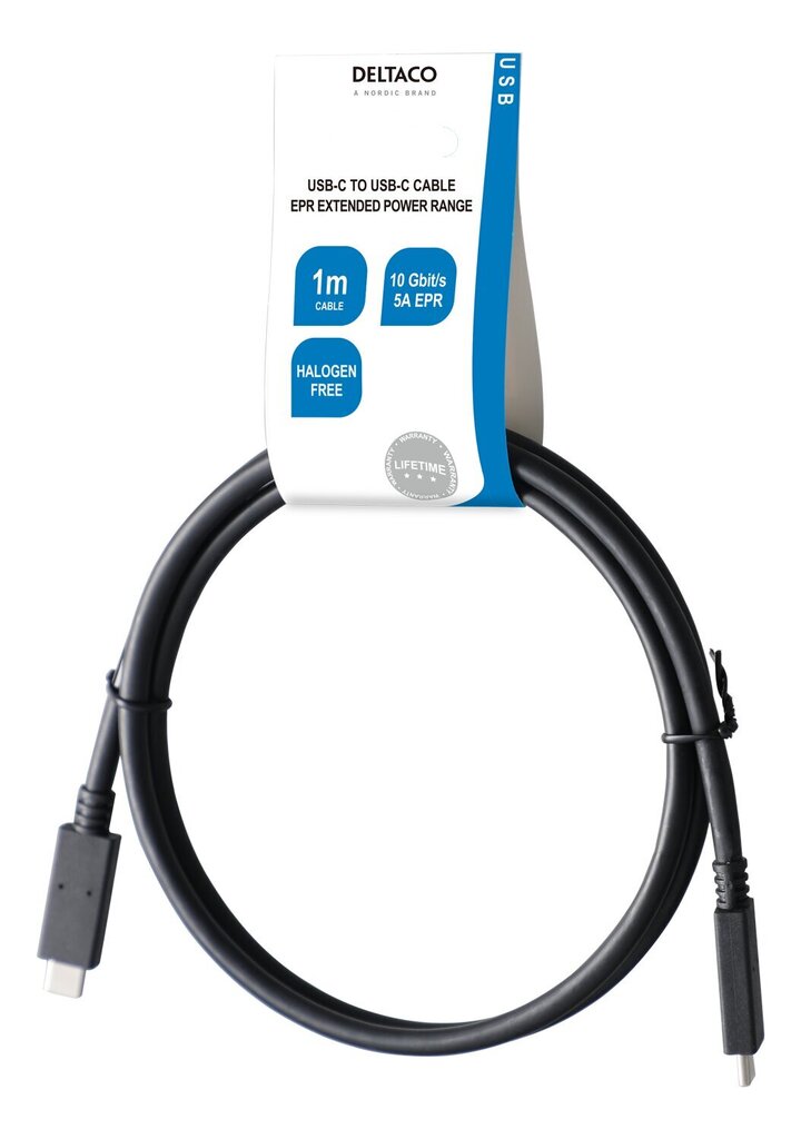 Deltaco USBC-1402-LSZH USB-C/USB-C, 1m hinta ja tiedot | Puhelinkaapelit | hobbyhall.fi