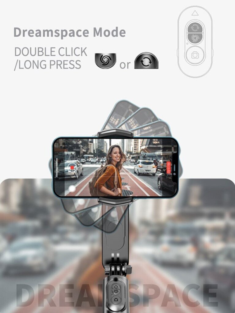 Selfie-tikku Gimbal-stabilisaattorilla Cyke Q09 jalustalla, valolla ja sovelluksella (Selfie stick) hinta ja tiedot | Selfie-tikut ja -telineet | hobbyhall.fi