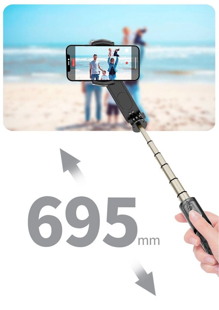 Selfie-tikku Gimbal-stabilisaattorilla Cyke Q09 jalustalla, valolla ja sovelluksella (Selfie stick) hinta ja tiedot | Selfie-tikut ja -telineet | hobbyhall.fi