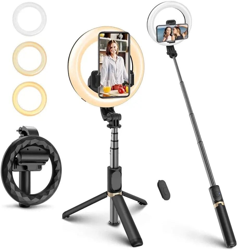 Selfie-tikku jalustalla ja rengasvalolla, Q07 (selfie stick) hinta ja tiedot | Selfie-tikut ja -telineet | hobbyhall.fi