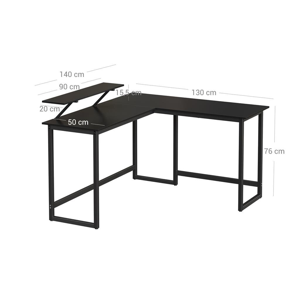 L-muotoinen tietokonepöytä, musta hinta ja tiedot | Tietokonepöydät ja työpöydät | hobbyhall.fi