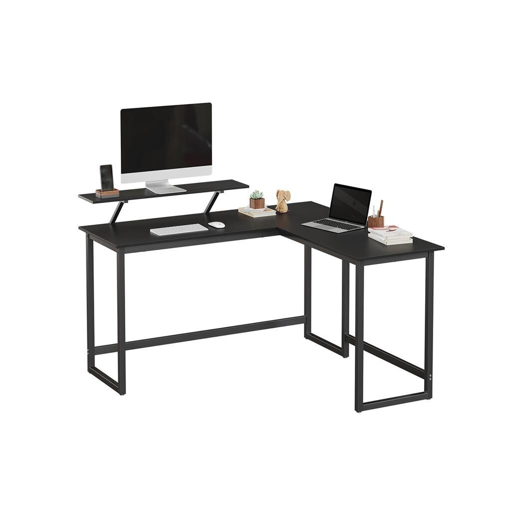 L-muotoinen tietokonepöytä, musta hinta ja tiedot | Tietokonepöydät ja työpöydät | hobbyhall.fi