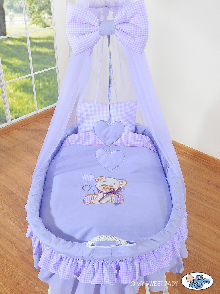 Vauvan pinnasänky Moses Basket/Braided pinnasänky, jossa verhoilu Karhu, solmio, violetti hinta ja tiedot | Pinnasängyt | hobbyhall.fi