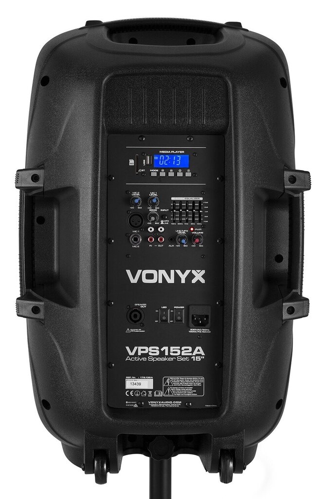 Vonyx VPS152A 1000W aktiivikaiutinsarja LEDillä, mikrofonilla ja jalustalla hinta ja tiedot | Kaiuttimet | hobbyhall.fi