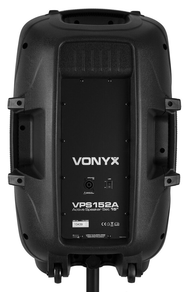 Vonyx VPS152A 1000W aktiivikaiutinsarja LEDillä, mikrofonilla ja jalustalla hinta ja tiedot | Kaiuttimet | hobbyhall.fi