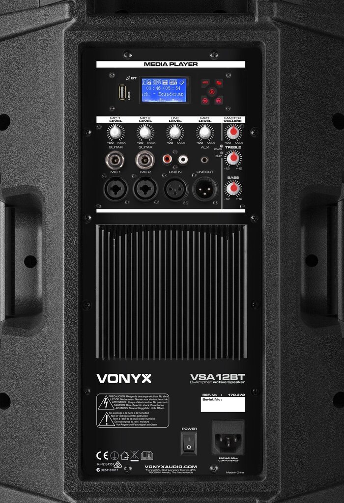 Vonyx VSA12BT Bi-amplified Active Kaiutin 12" 800W BT/MP3 hinta ja tiedot | Kaiuttimet | hobbyhall.fi
