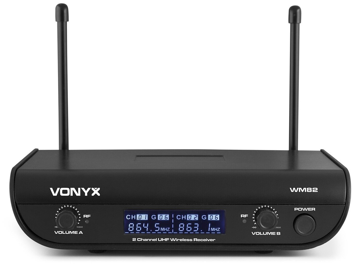 Vonyx WM82B digitaalinen UHF 2-kanavainen langaton mikrofonisarja 2 rungolla hinta ja tiedot | Mikrofonit | hobbyhall.fi