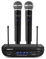 Vonyx WM82 digitaalinen UHF 2-kanavainen langaton mikrofonisarja, jossa 2 kämmenlaitetta hinta ja tiedot | Mikrofonit | hobbyhall.fi