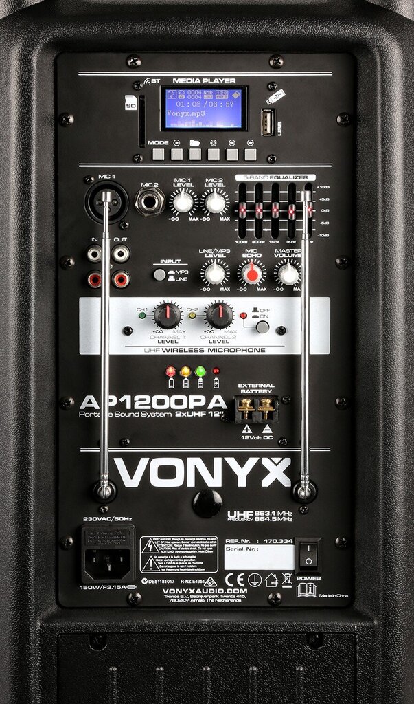 Vonyx AP1200PA kannettava kaiutin 12" hinta ja tiedot | Kaiuttimet | hobbyhall.fi