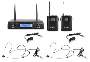 Vonyx Langaton WM62B-mikrofoni UHF 16Ch kahdella rungolla hinta ja tiedot | Mikrofonit | hobbyhall.fi
