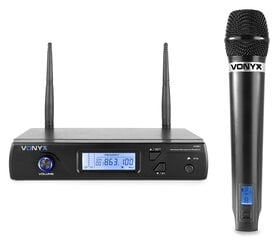 Vonyx Langaton WM61-mikrofoni UHF 16-kanavainen 1 käsimikrofonilla hinta ja tiedot | Mikrofonit | hobbyhall.fi