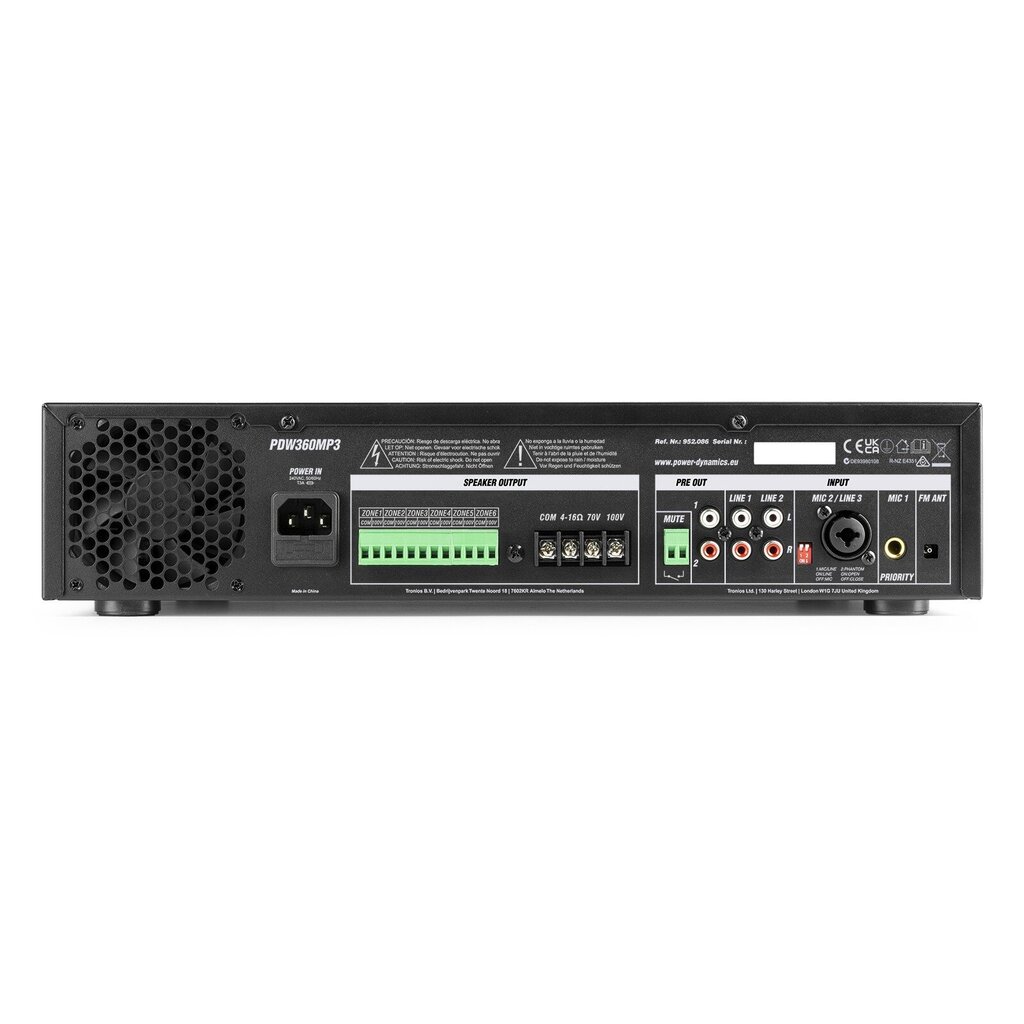 Power Dynamics PDM25 100V mikseri-vahvistin BT:llä ja mediasoittimella 25W hinta ja tiedot | Kaiuttimet ja soundbarit | hobbyhall.fi