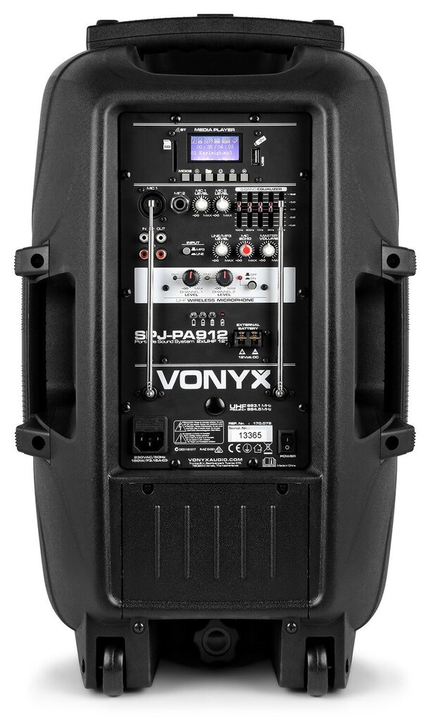 Vonyx SPJ-PA912 kannettava äänijärjestelmä ABS 12" 2 UHF/USB/MP3 hinta ja tiedot | Kaiuttimet | hobbyhall.fi