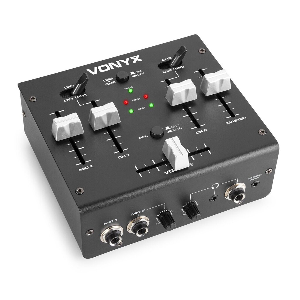 Vonyx VDJ2USB 3-kanavainen stereo DJ/USB-mikseri hinta ja tiedot | DJ-laitteet | hobbyhall.fi