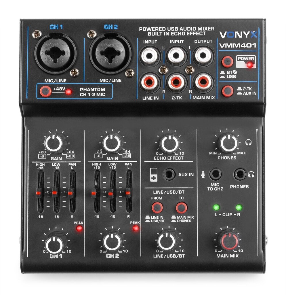 Vonyx VMM401 4-kanavainen mikseri USB ääniliitännällä hinta ja tiedot | DJ-laitteet | hobbyhall.fi