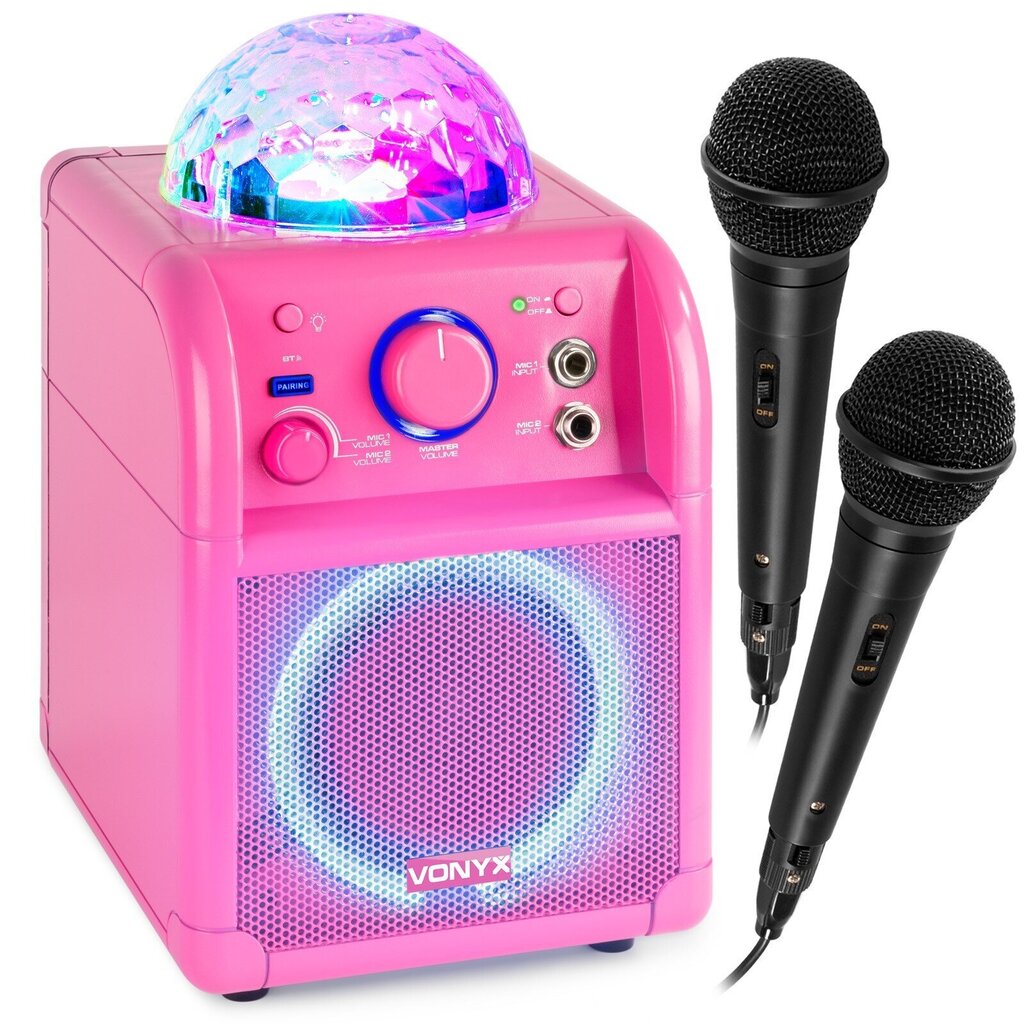 Fenton SBS55P BT karaokekaiutin LED pallo vaaleanpunainen hinta ja tiedot | Kaiuttimet | hobbyhall.fi