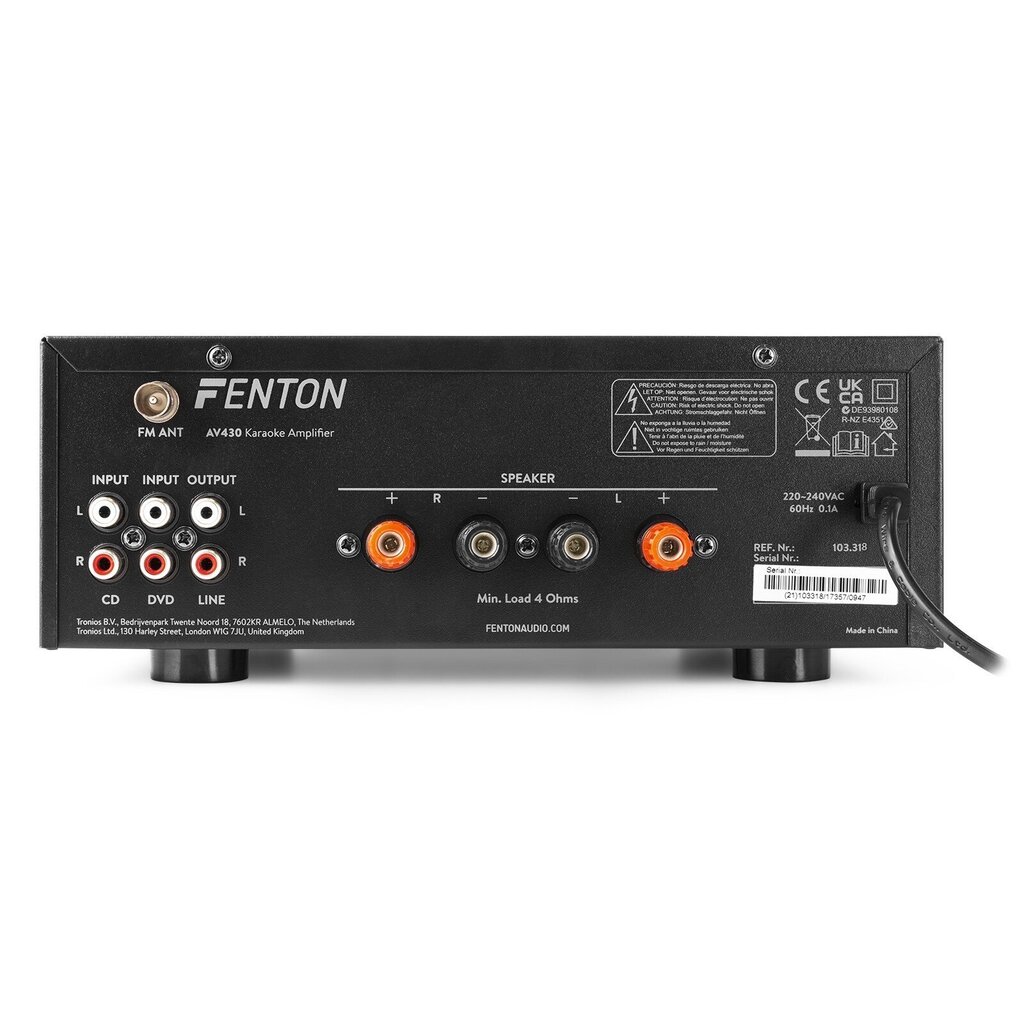 Fenton AV430B karaokevahvistin 2x 300W musta hinta ja tiedot | Kaiuttimet ja soundbarit | hobbyhall.fi