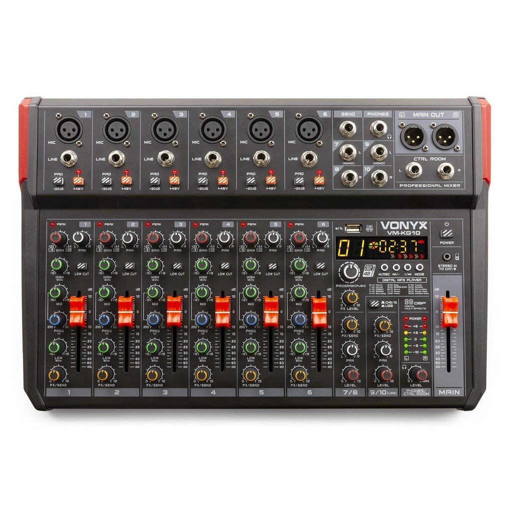 Vonyx VM-KG10 Music Mixer 10-kanavainen BT/DSP/USB-tallennus hinta ja tiedot | DJ-laitteet | hobbyhall.fi