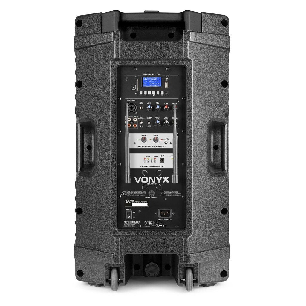 Vonyx VSA500-BP kannettava järjestelmä 12" Combi hinta ja tiedot | Kaiuttimet | hobbyhall.fi