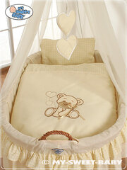 Vauvan pinnasänky Moses Basket / kangas pinnasänky, jossa on verhoilu- Bear with bow cream hinta ja tiedot | Pinnasängyt | hobbyhall.fi