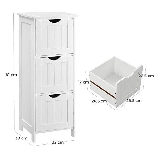Kapea kylpyhuonekaappi 3 laatikolla VASAGLE hinta ja tiedot | Kylpyhuonekaapit | hobbyhall.fi