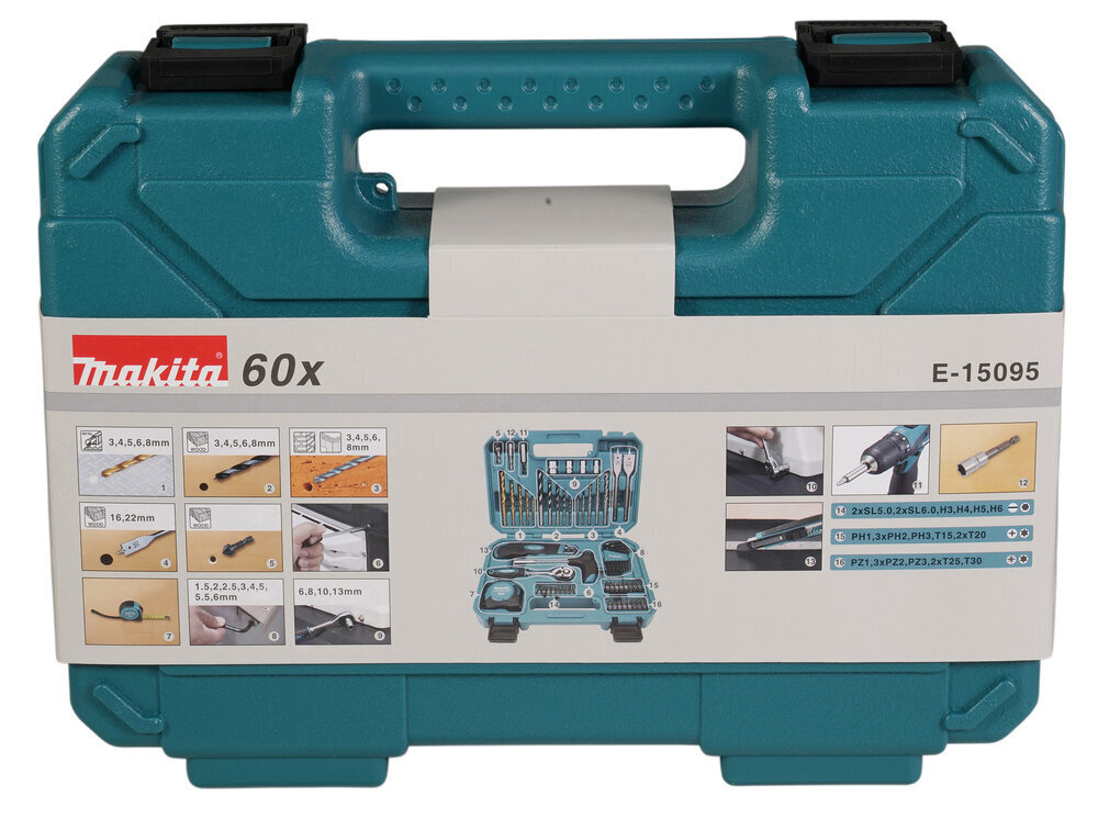 Työkalusarja Makita E-15095, 60 kpl hinta ja tiedot | Käsityökalut | hobbyhall.fi