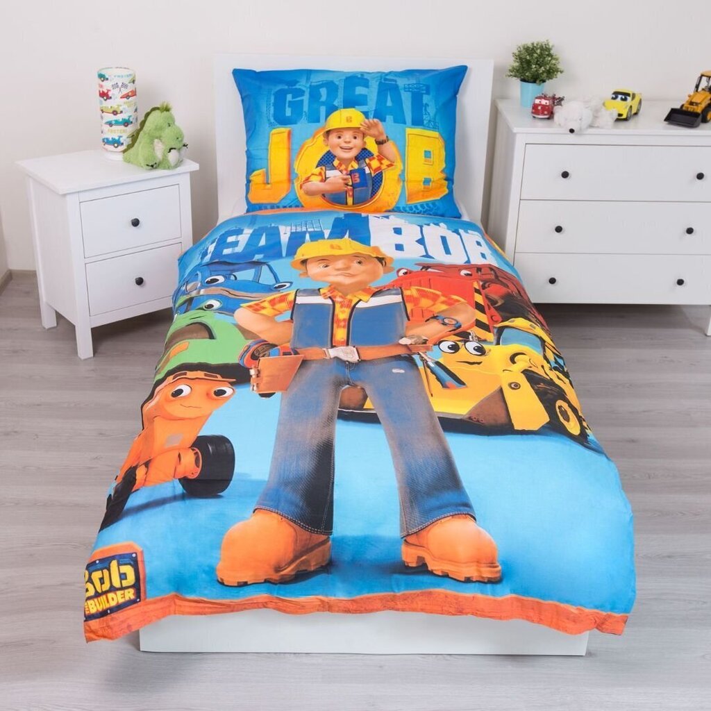 Bob the Builder-pussilakanasetti, 140 x 200 cm + 1 tyynyliina 70 x 90 cm hinta ja tiedot | Vuodevaatteet lapsille | hobbyhall.fi