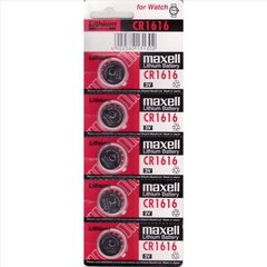 Akku Maxell CR1616, 5 kpl hinta ja tiedot | Paristot | hobbyhall.fi