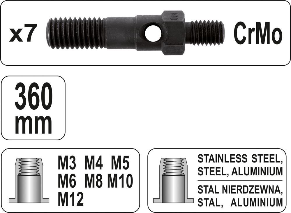 Niittauspihdit Yato M3-M12 (YT-36127) hinta ja tiedot | Käsityökalut | hobbyhall.fi