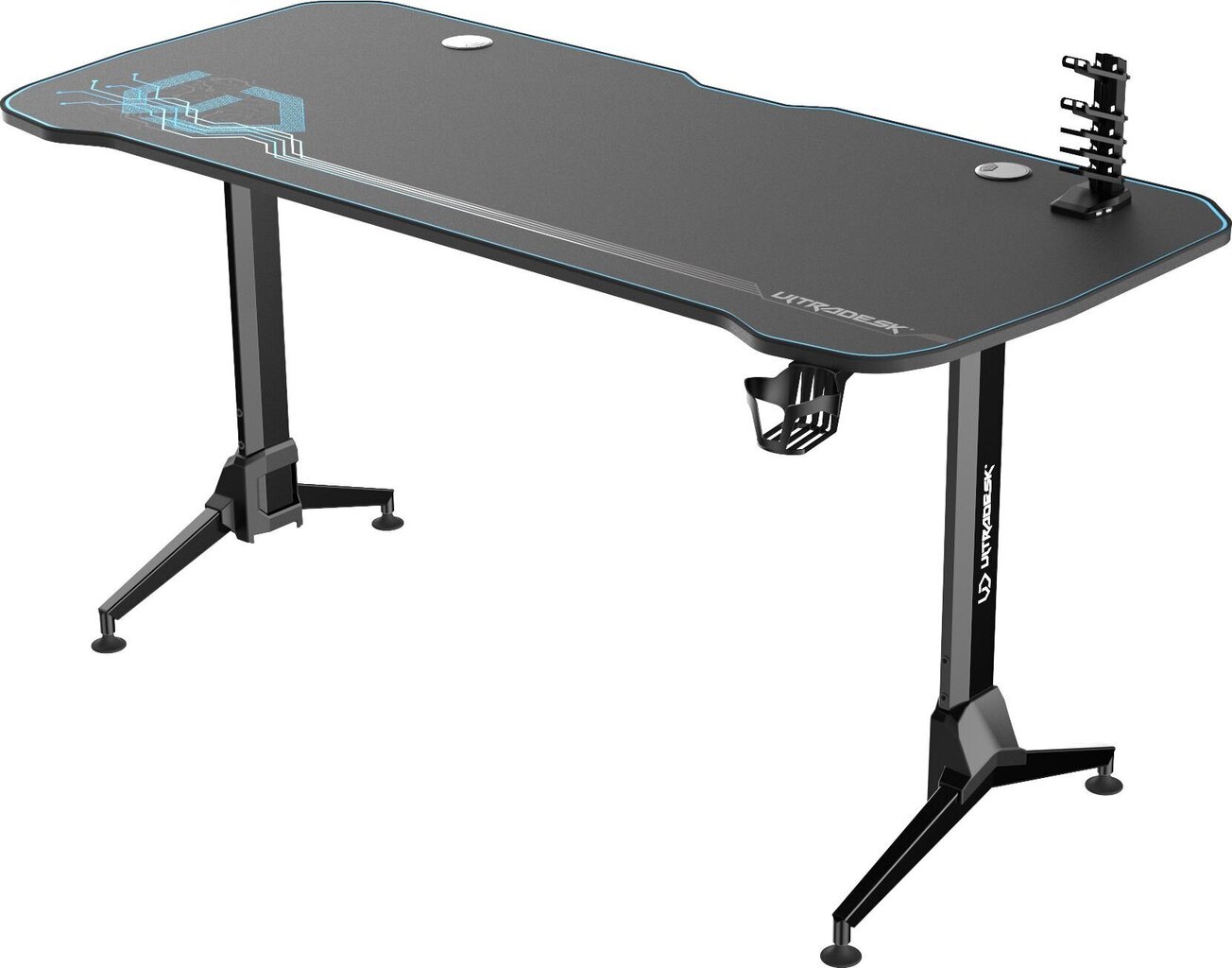 Ultradesk Grand Blue -pelipöytä, musta / sininen hinta ja tiedot | Tietokonepöydät ja työpöydät | hobbyhall.fi