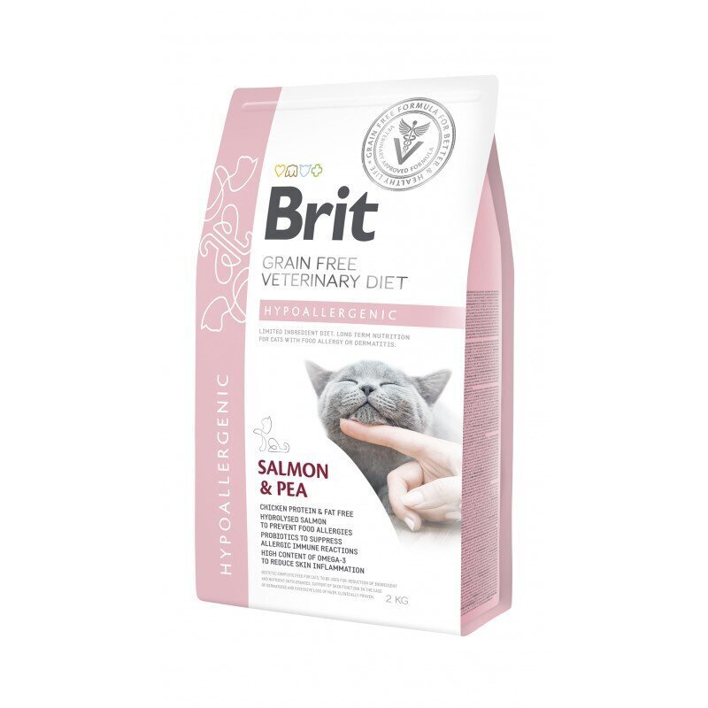 Brit GF Veterinary Diets aikuisille kissoille lohi ja herne, 2 kg hinta ja tiedot | Kissan kuivaruoka | hobbyhall.fi