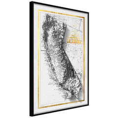 Juliste Raised Relief Map: Kalifornia, mustat kehykset hinta ja tiedot | Taulut | hobbyhall.fi